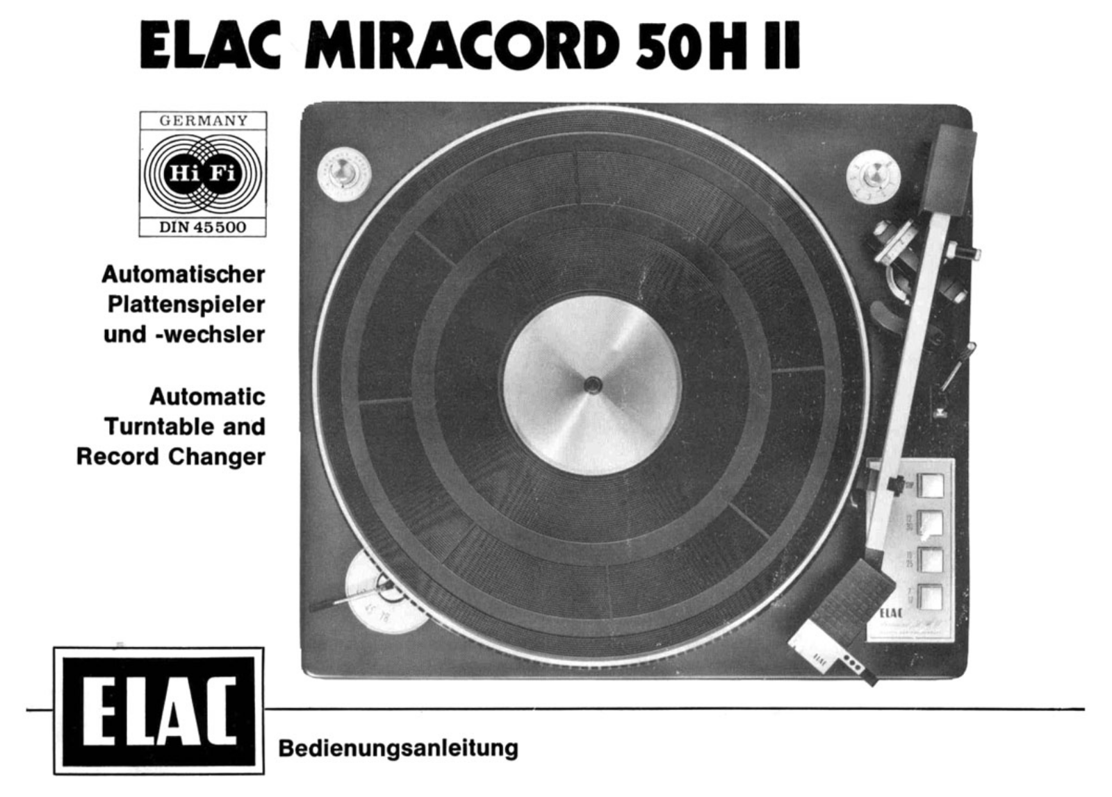 Elac Miracord 50-H Mk2 Owners manual