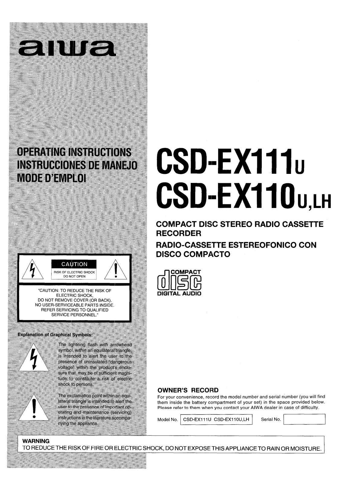 Sony CSD-EX111U, CSD-EX110u, CSD-EX110LH Operating Manual