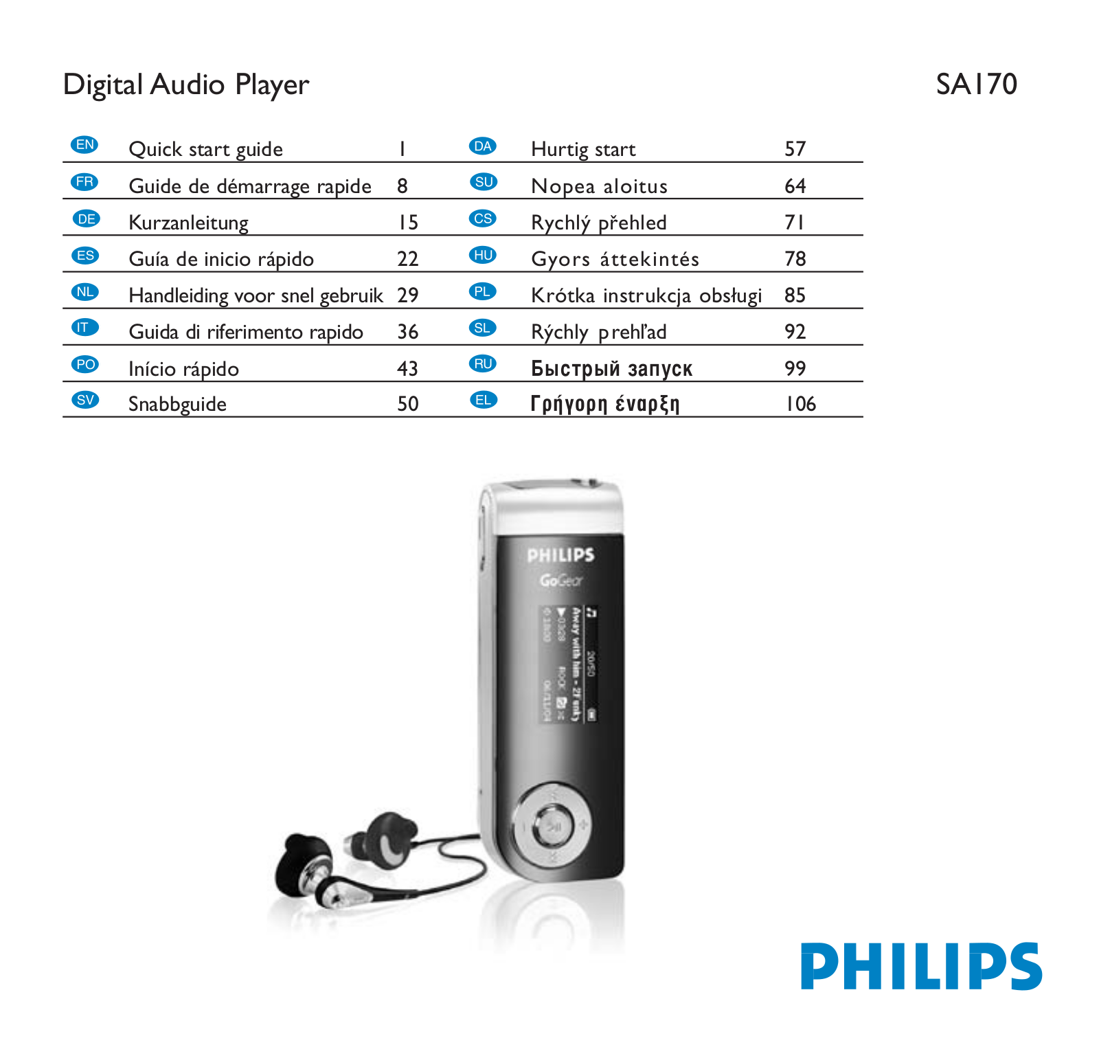 Philips SA170 Getting Started Guide