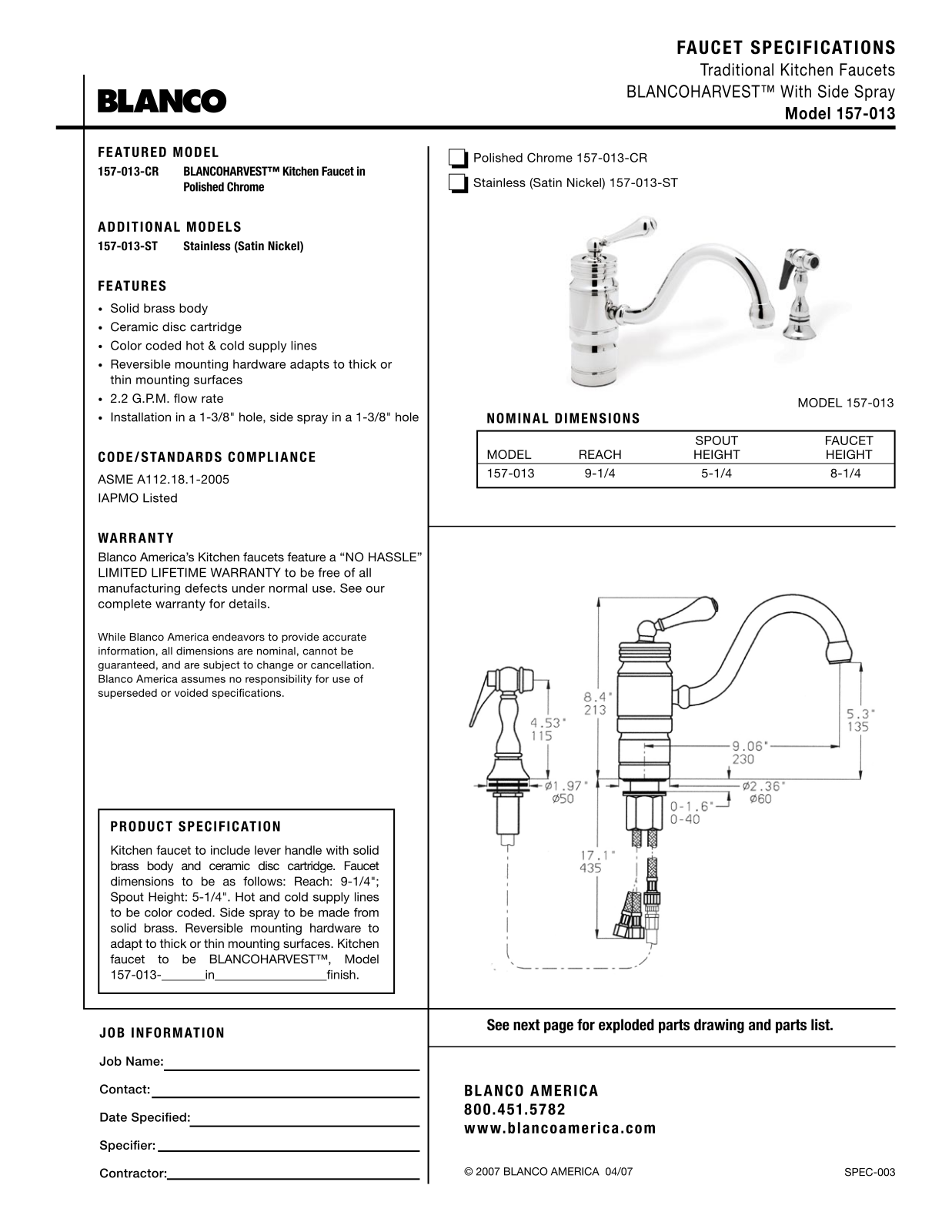 Blanco 157-013 User Manual