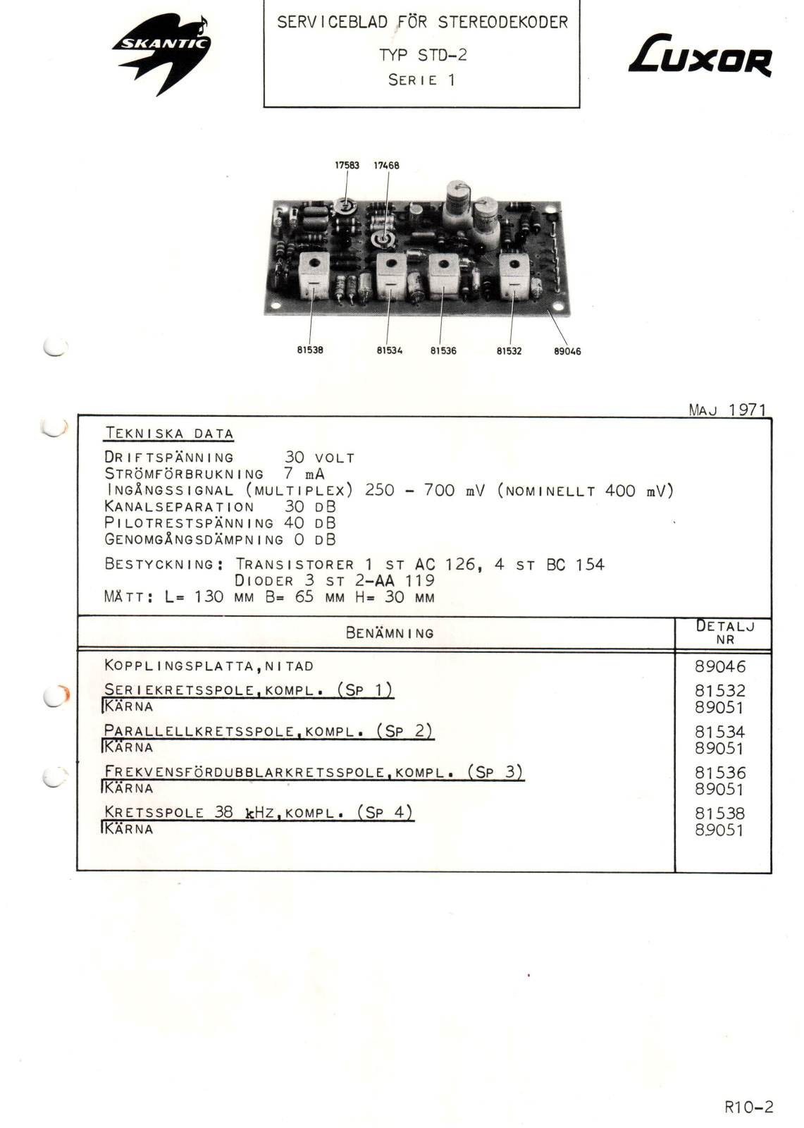 Skantic STD2 SERVICE MANUAL - ManualMachine.com