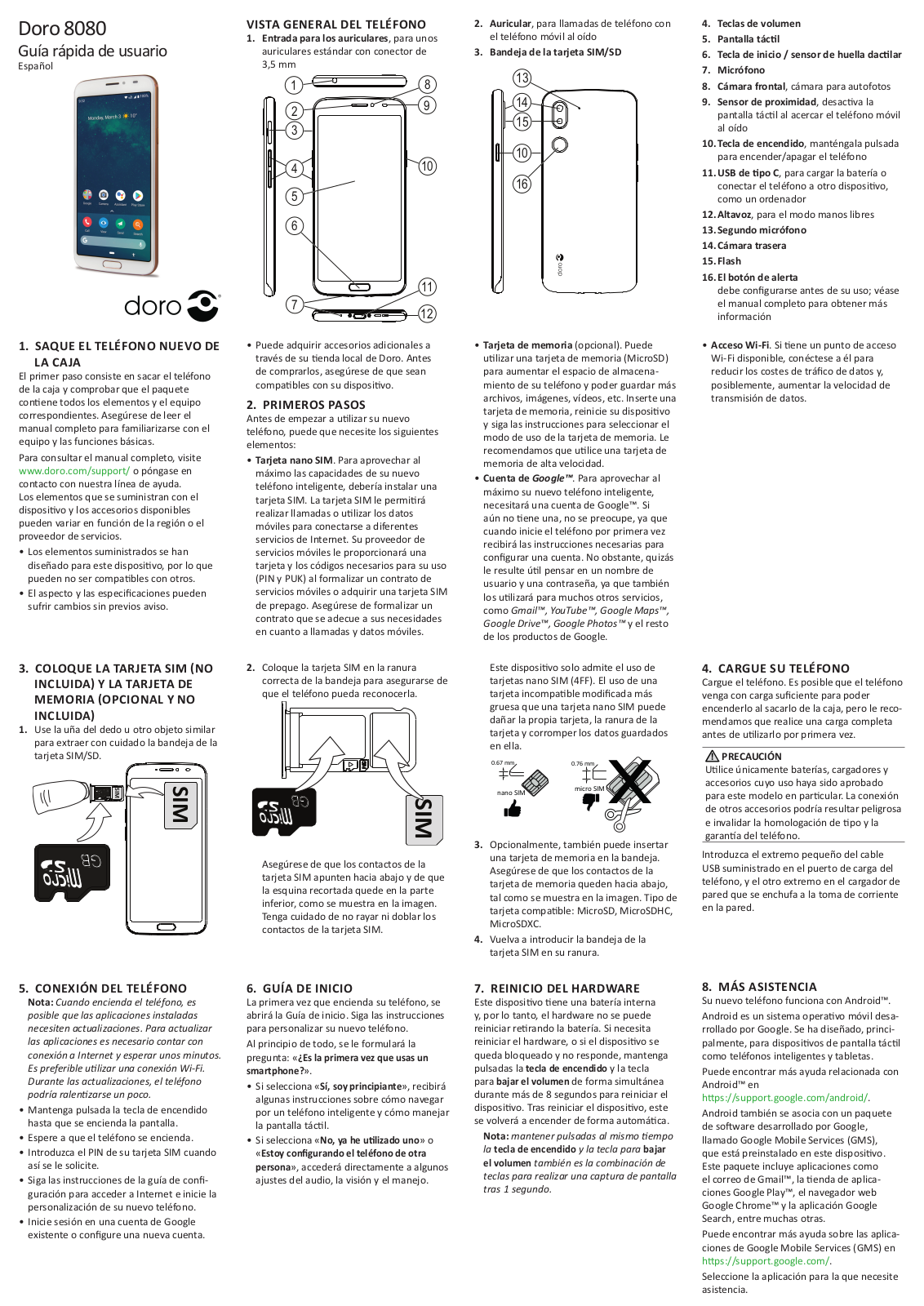 Doro 8080 Guide rapide