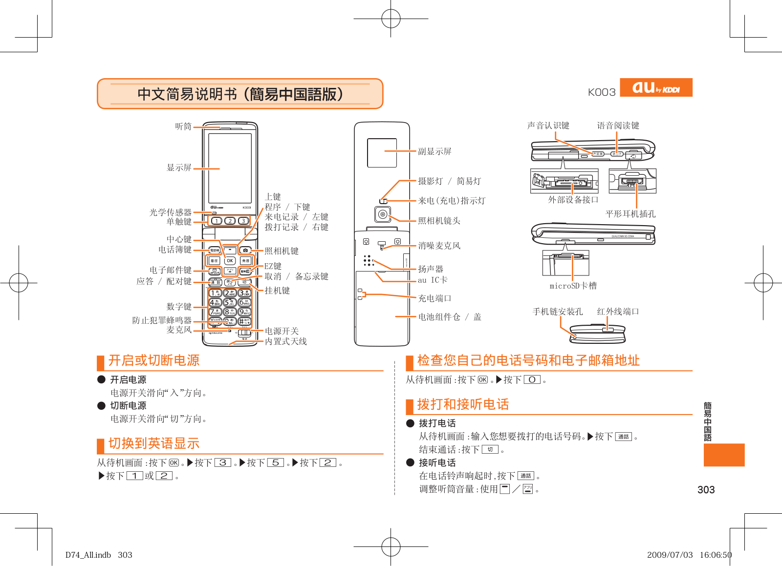 au by kddi K003 User Manual