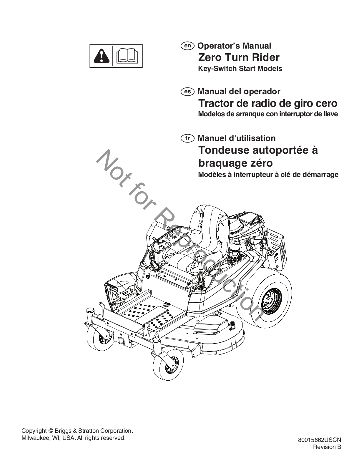 Snapper 360Z Zero Turn Rider Operator's Manual