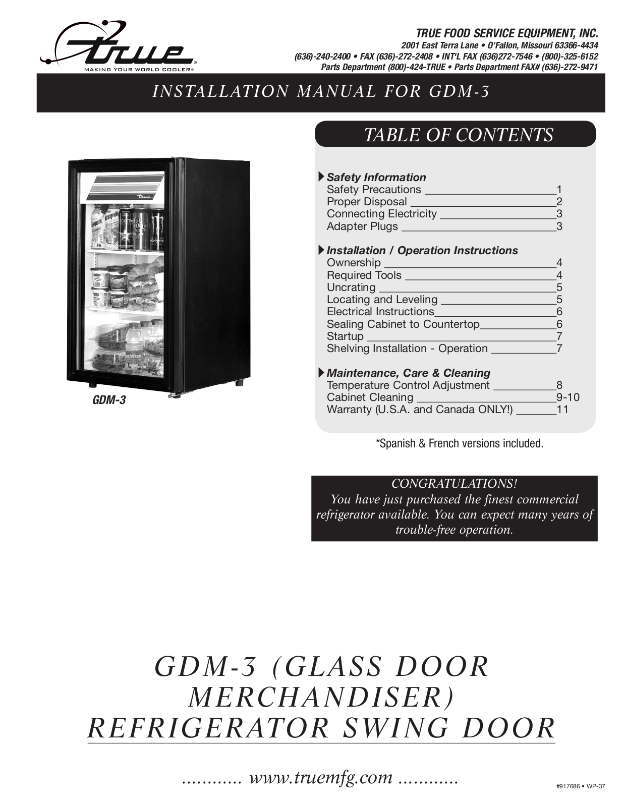 True GDM-3 User Manual