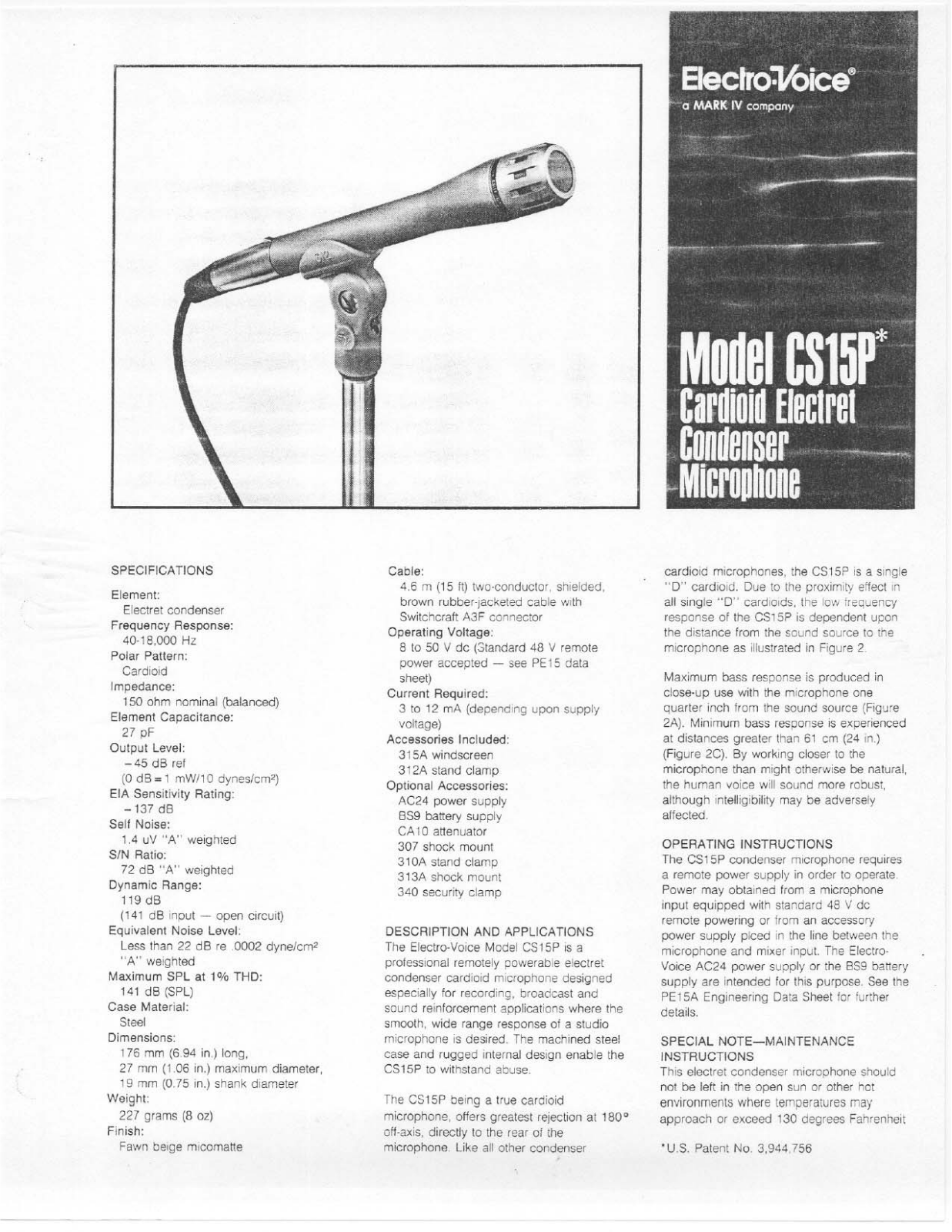 Electro-Voice CS15P User Manual