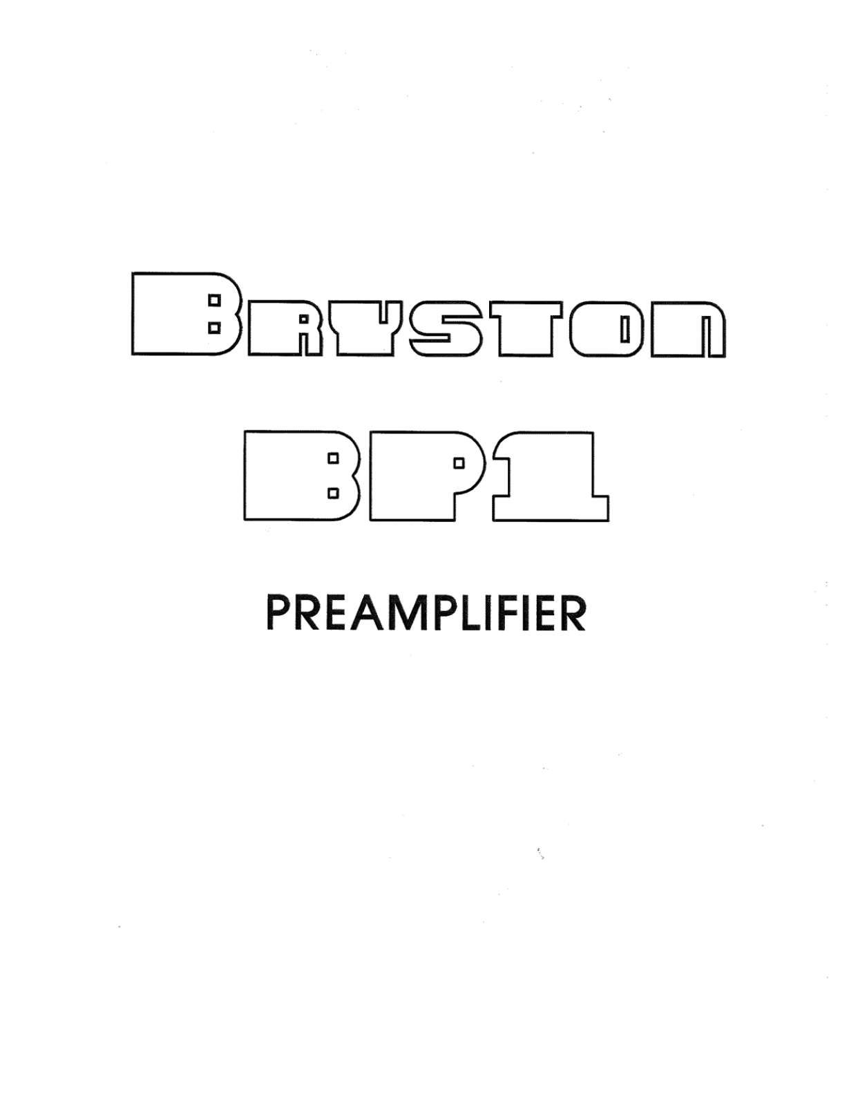 Bryston BP-1 Owners manual