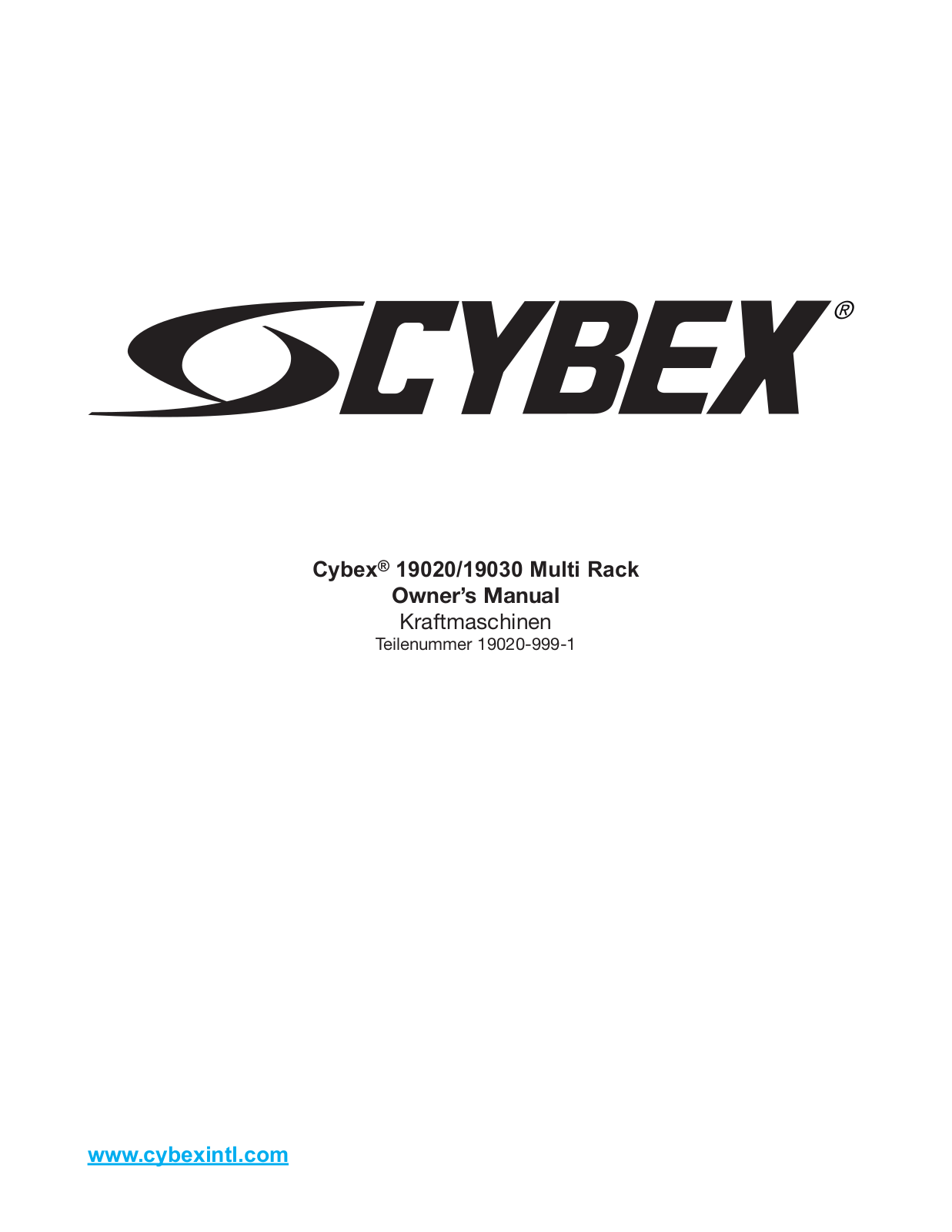 Cybex 19030 Multi Rack, 19020 Multi Rack Owners Manual