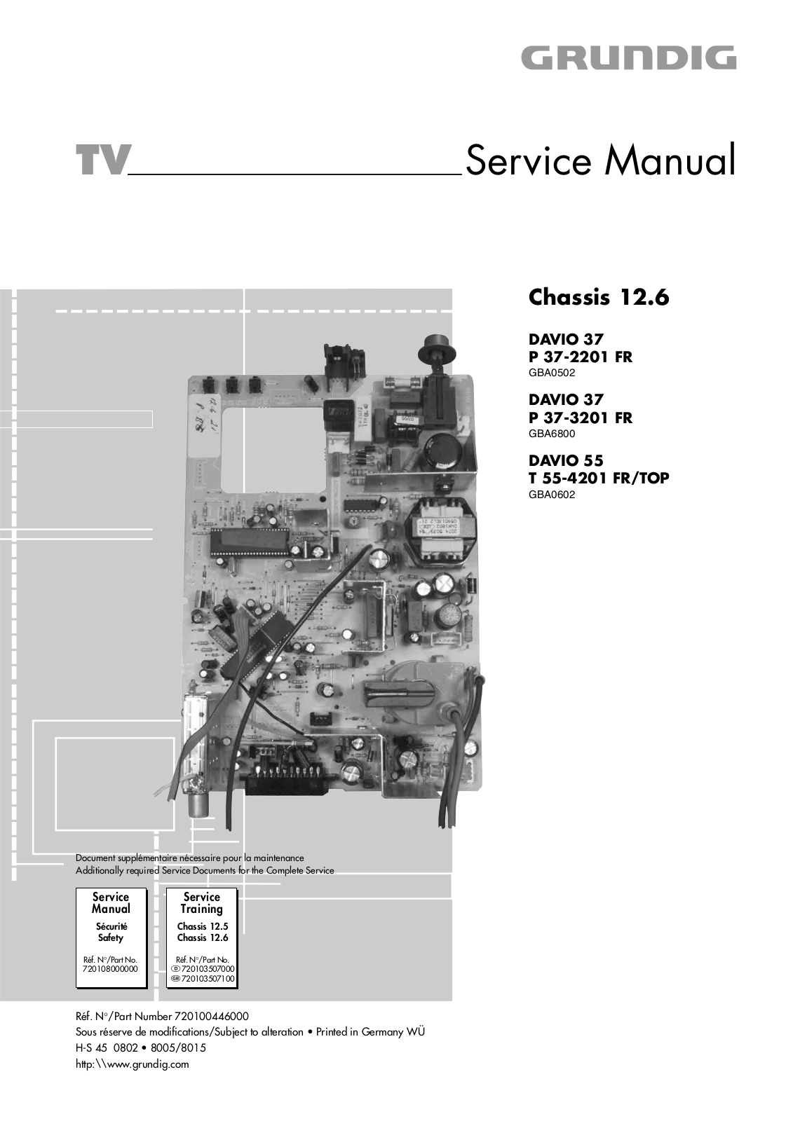 Grundig DAVIO 37 P 37-2201 FR, DAVIO 37 P 37-3201 FR Service Manual