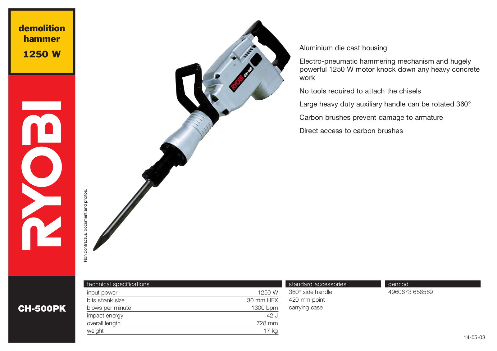 Ryobi CH-500PK DATASHEET