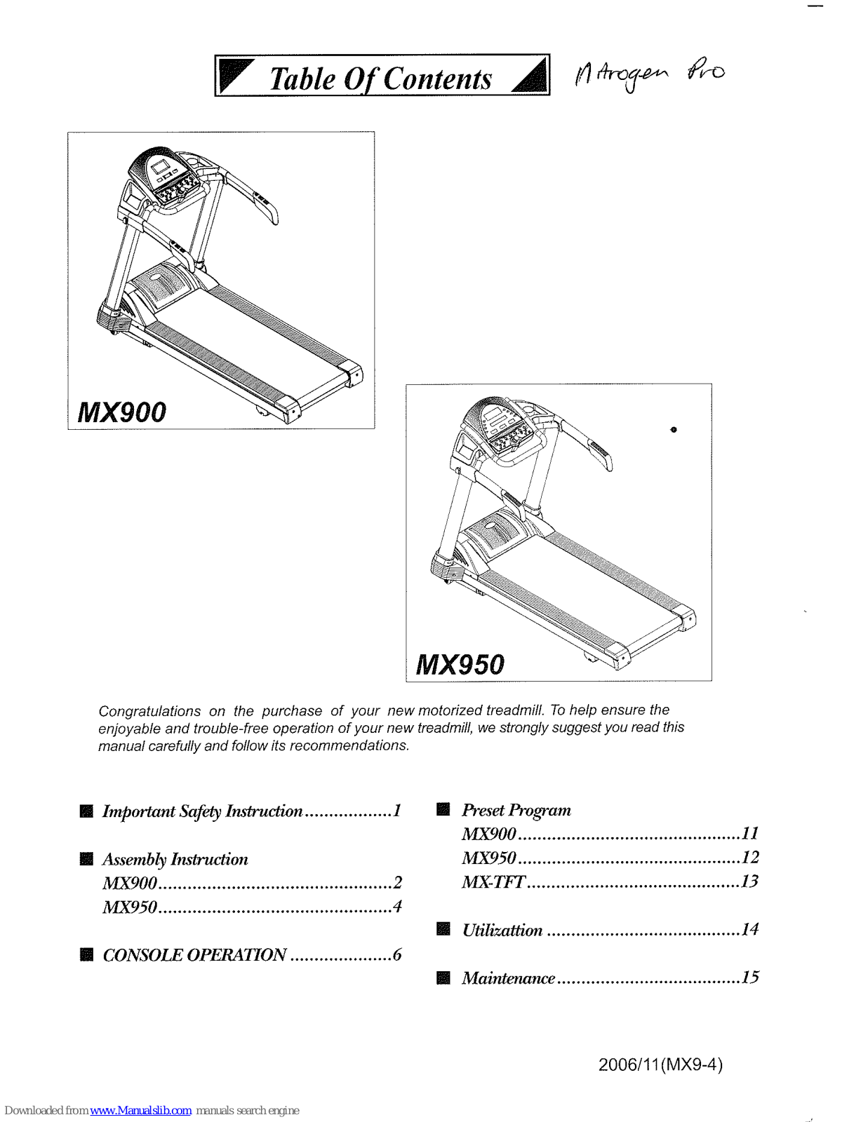 strength master MX900, MX950 User Manual - ManualMachine.com