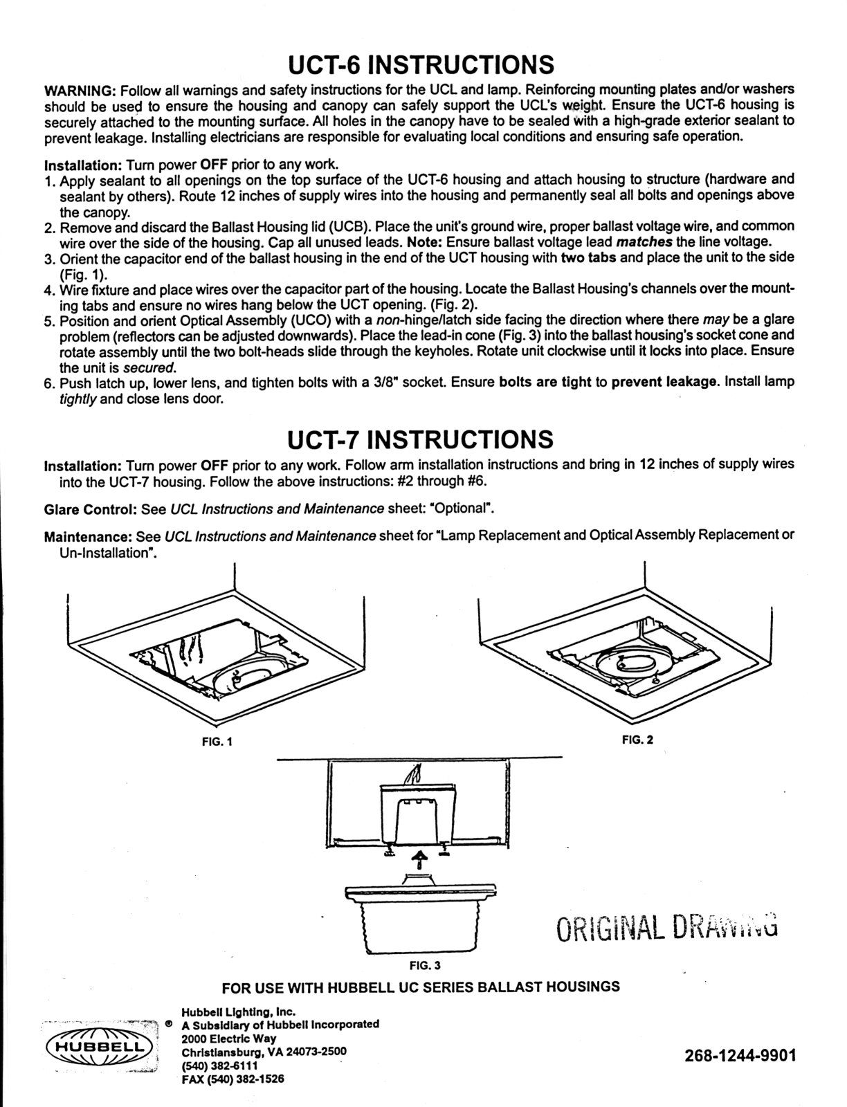 Hubbell lighting UCT-6 User Manual