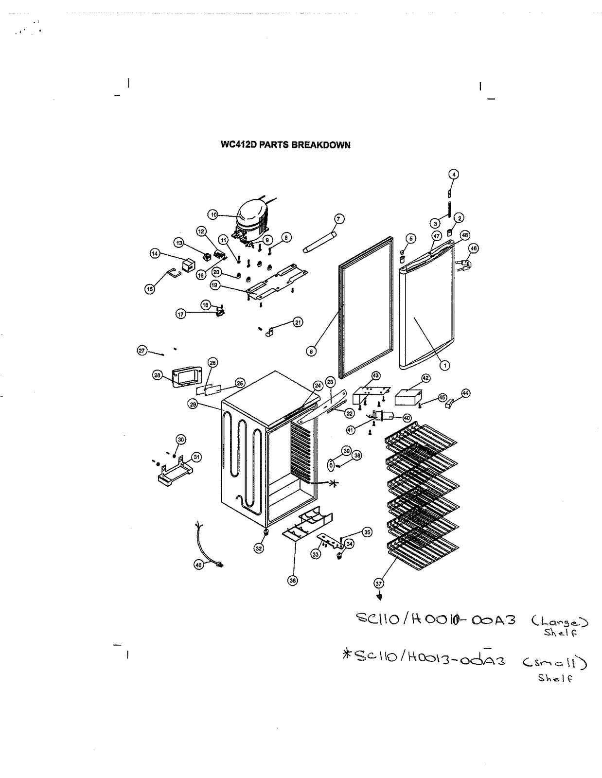 Avanti WC412D Parts List