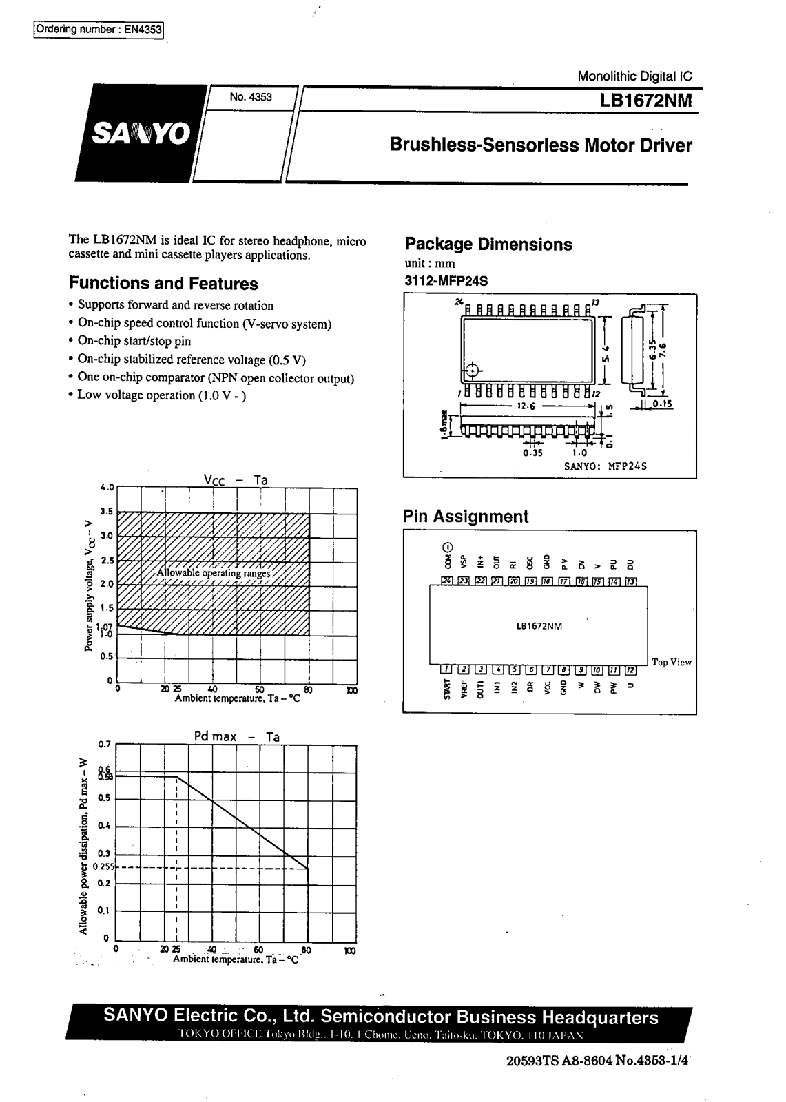 SANYO LB1672NM Datasheet