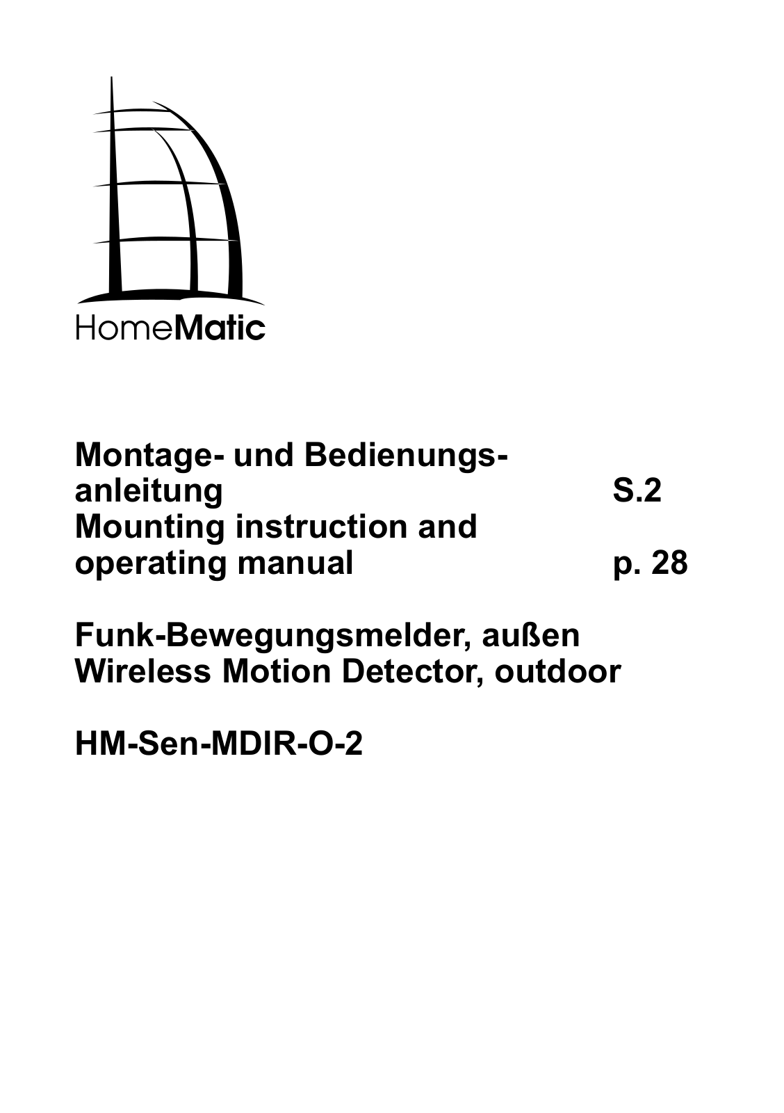 HomeMatic HM-Sen-MDIR-O-2 User Manual