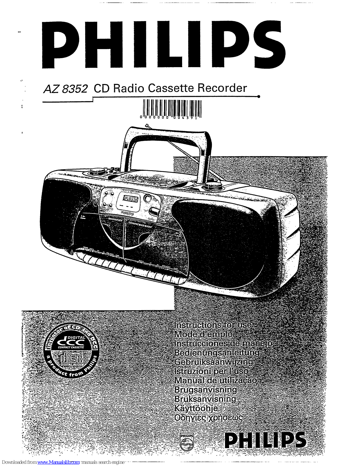 Philips AZ8352/05, AZ8352/00, AZ8352 - annexe 1 Instructions For Use Manual