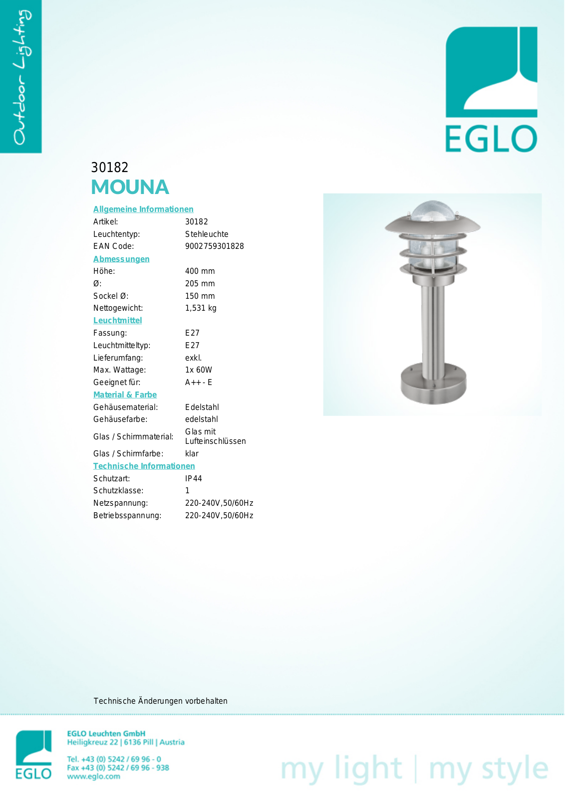 Eglo 30182 User Manual