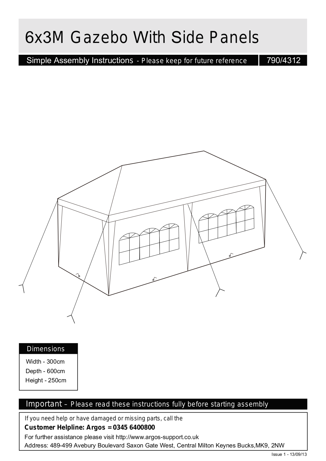 Argos 4740270 ASSEMBLY INSTRUCTIONS