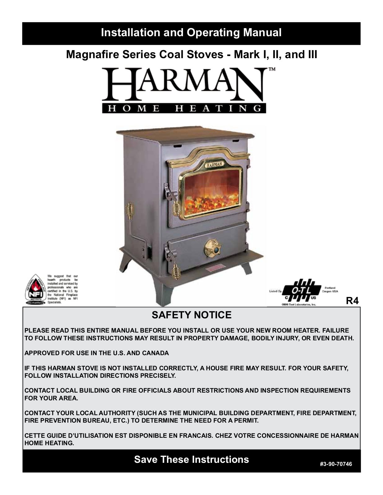 Harman Stove Company MARK III, Mark I, MARK II User Manual