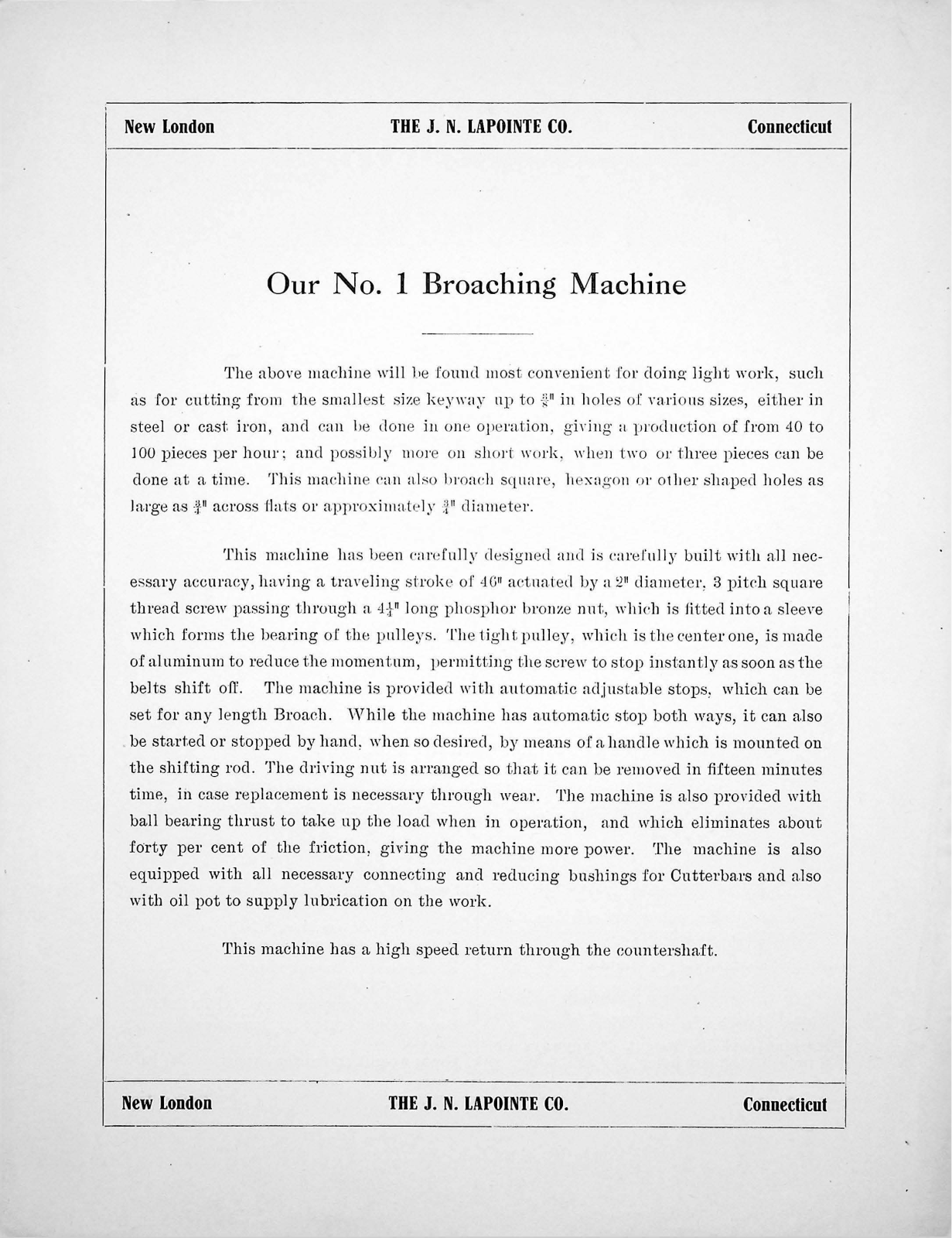LaPointe Machine Tool No. 1 Broaching Machine Other - ManualMachine.com