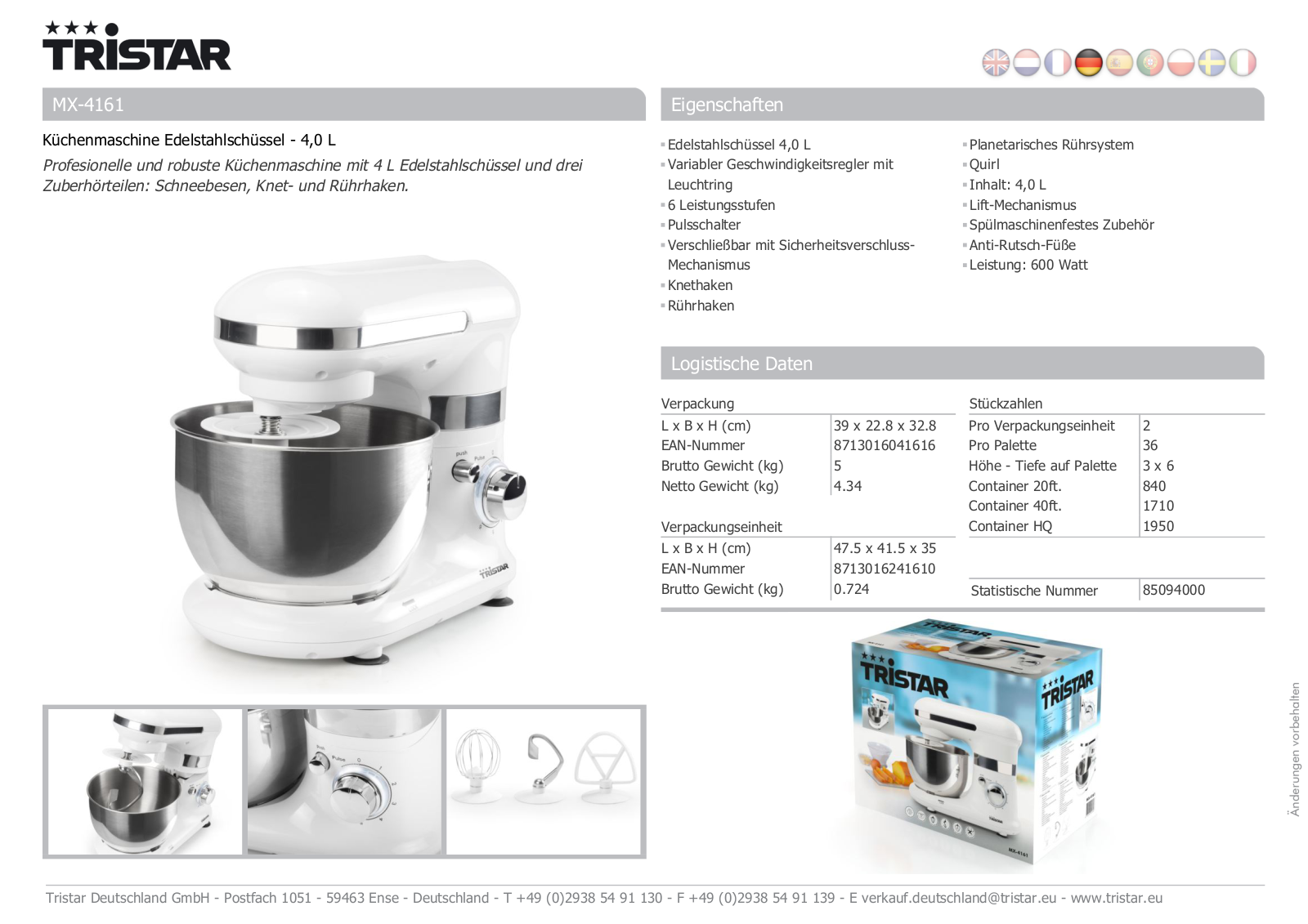 Tristar MX-4161 User Manual