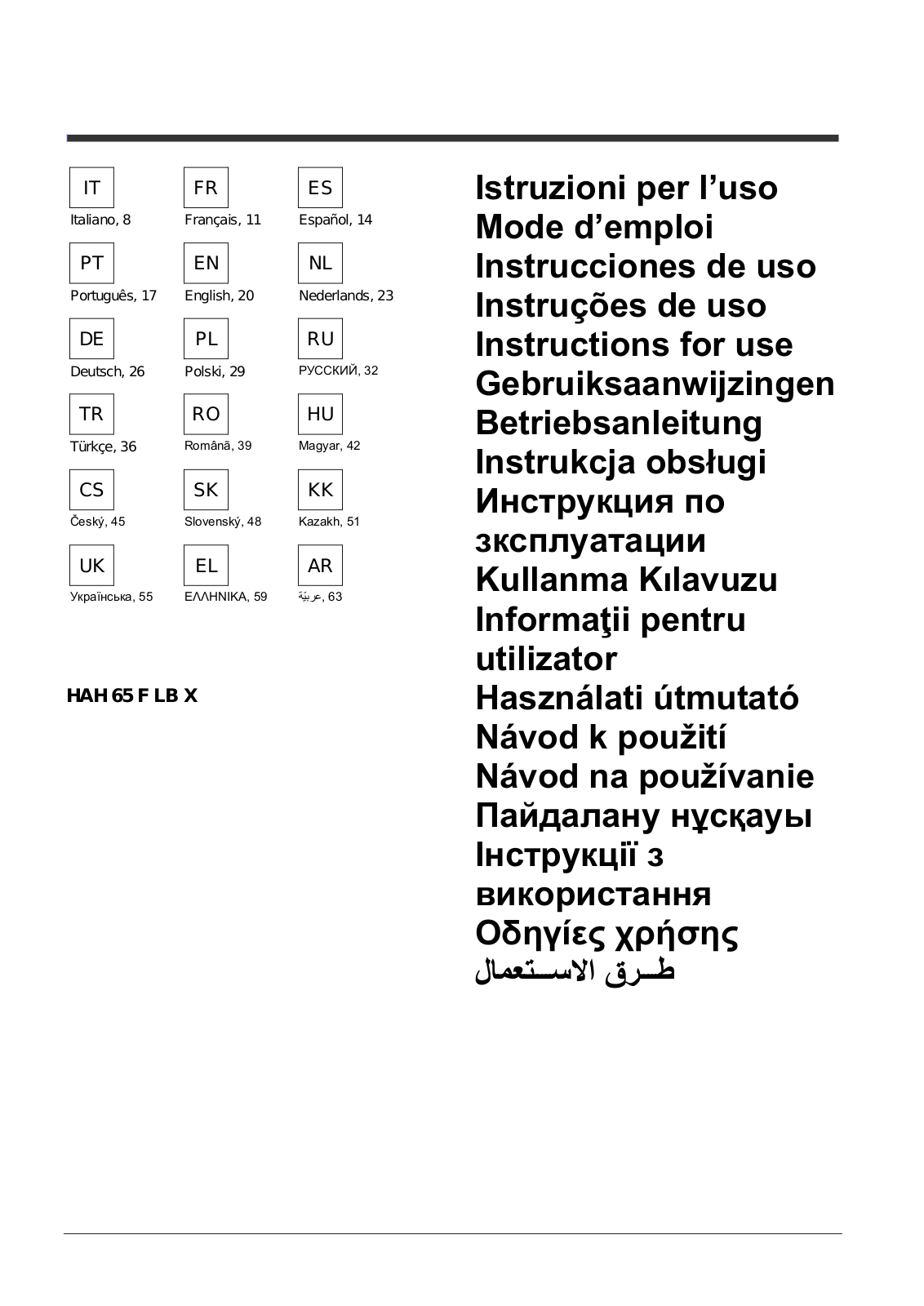 Hotpoint-Ariston HAH 65 F LB X User Manual