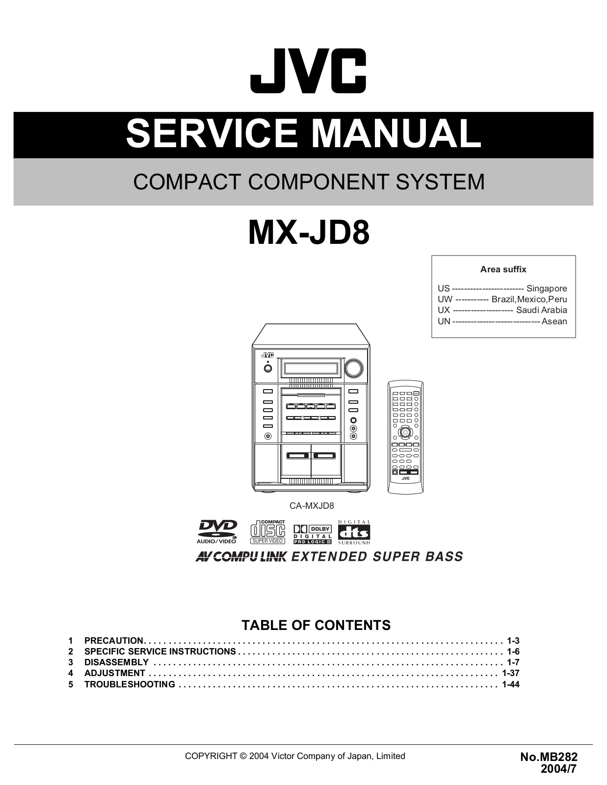 JVC MX-JD8 Service manual