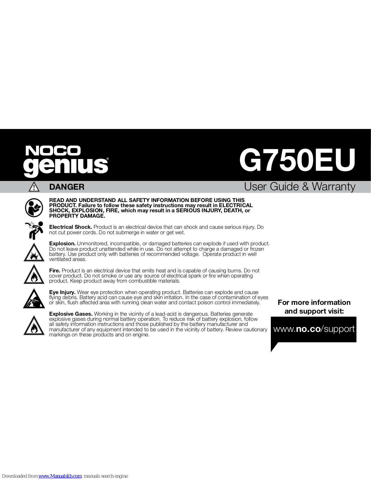 NOCO Genius G750EU, G3500EU, G26000EU, G1100EU Installation Manual