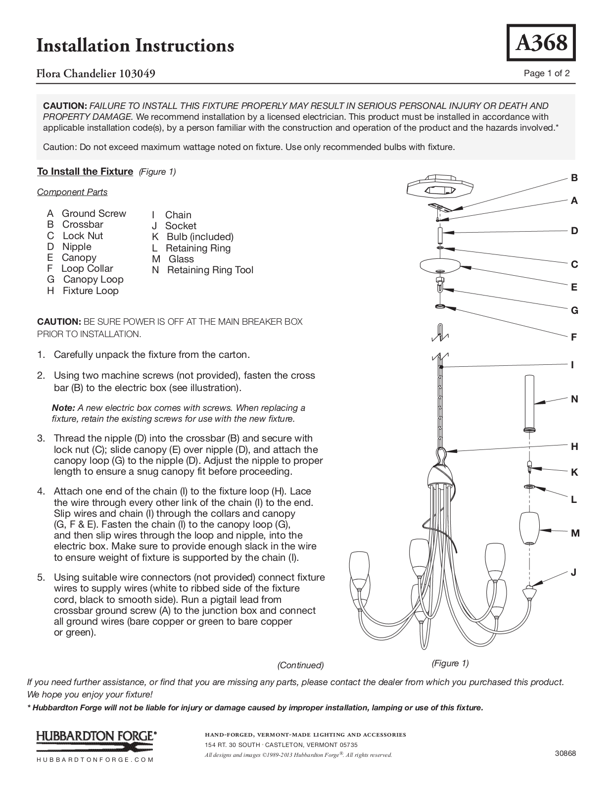 Hubbardton Forge 103049 User Manual