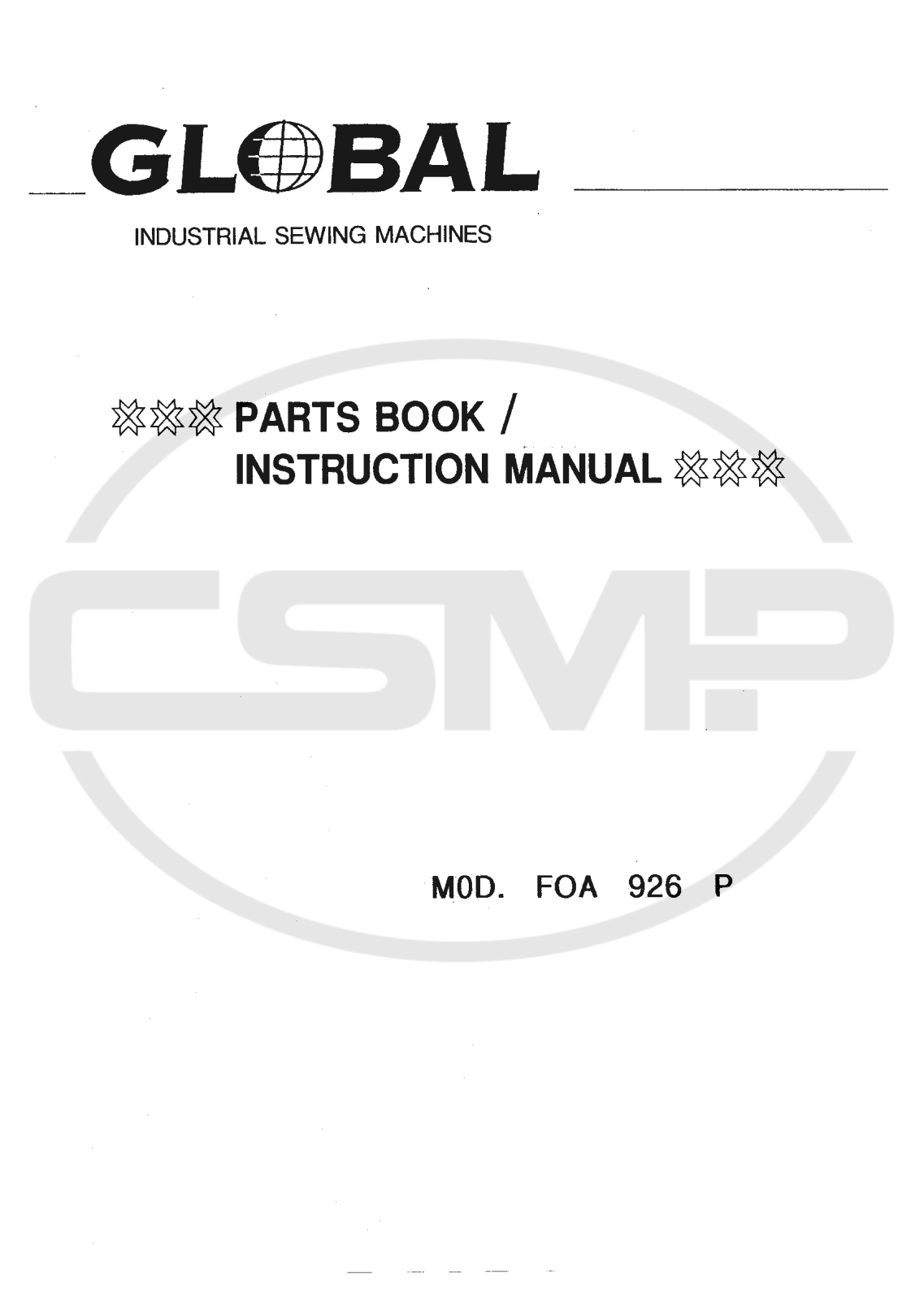 Global FOA926P Parts Book