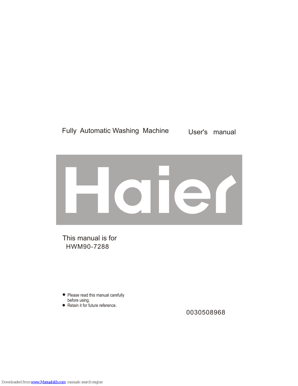 Haier HWM90-7288 User Manual