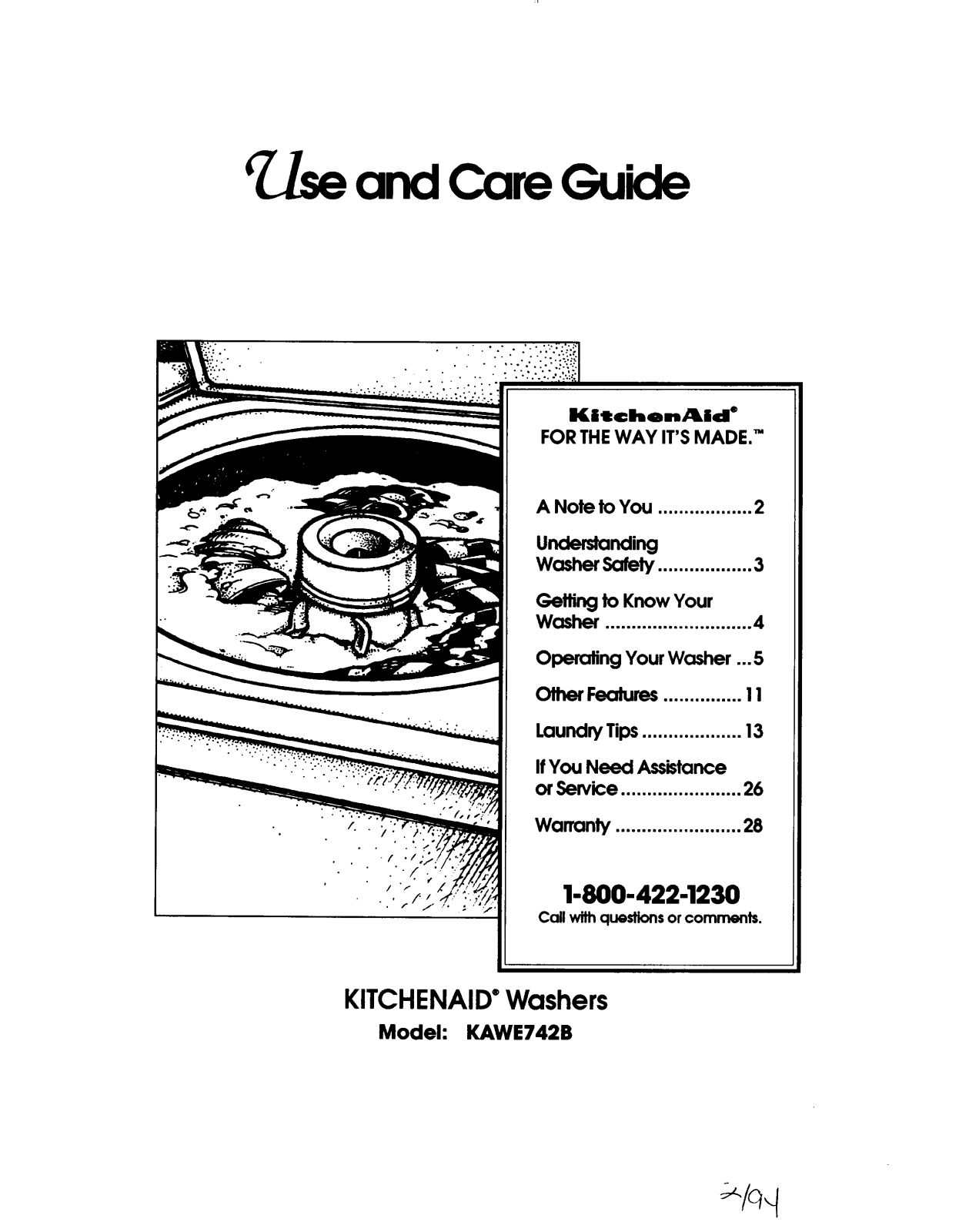 KitchenAid KAWE742B User Manual