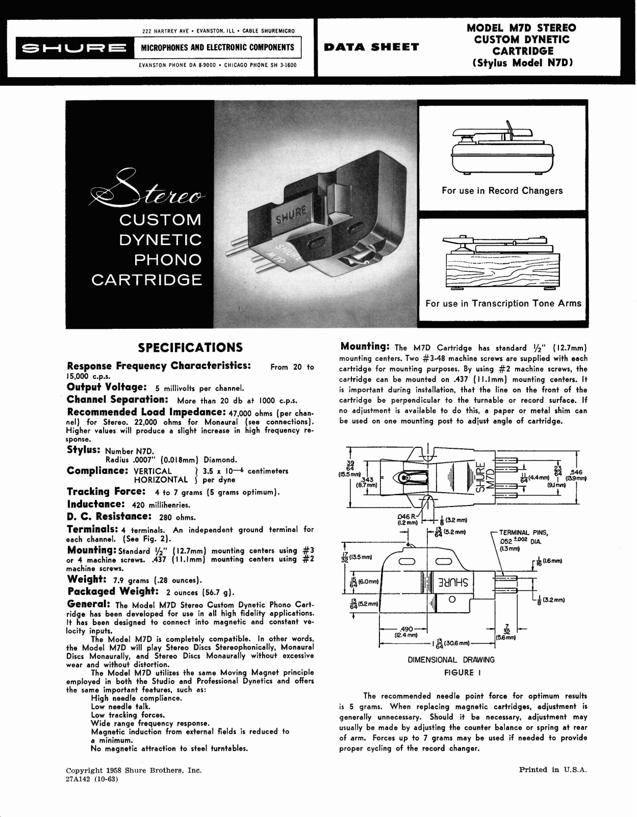 Shure M7D User Manual - ManualMachine.com