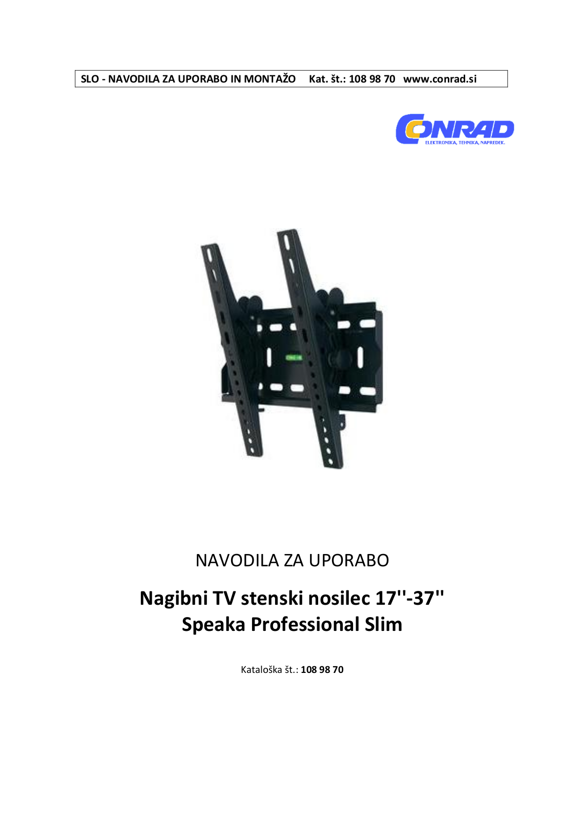 SpeaKa Professional TV-WH Slim 17Z – 37Z User guide