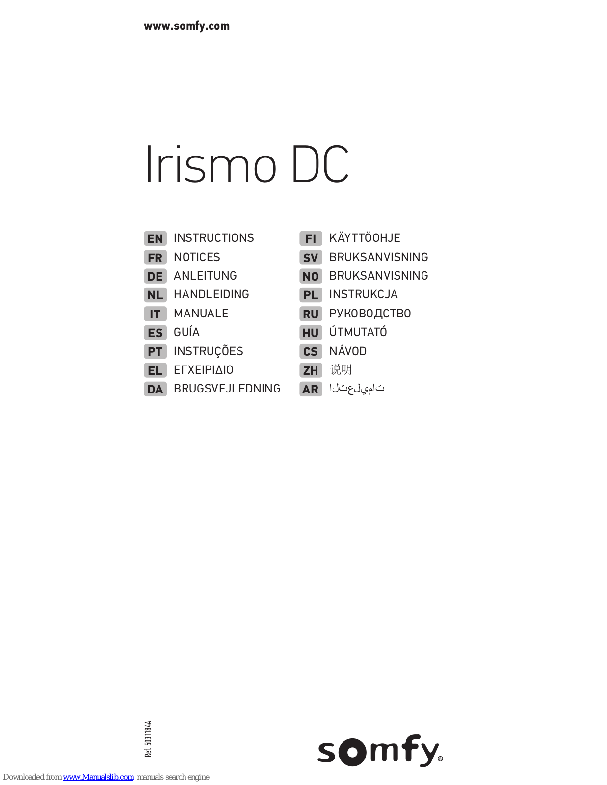 SOMFY Irismo DC Instructions Manual