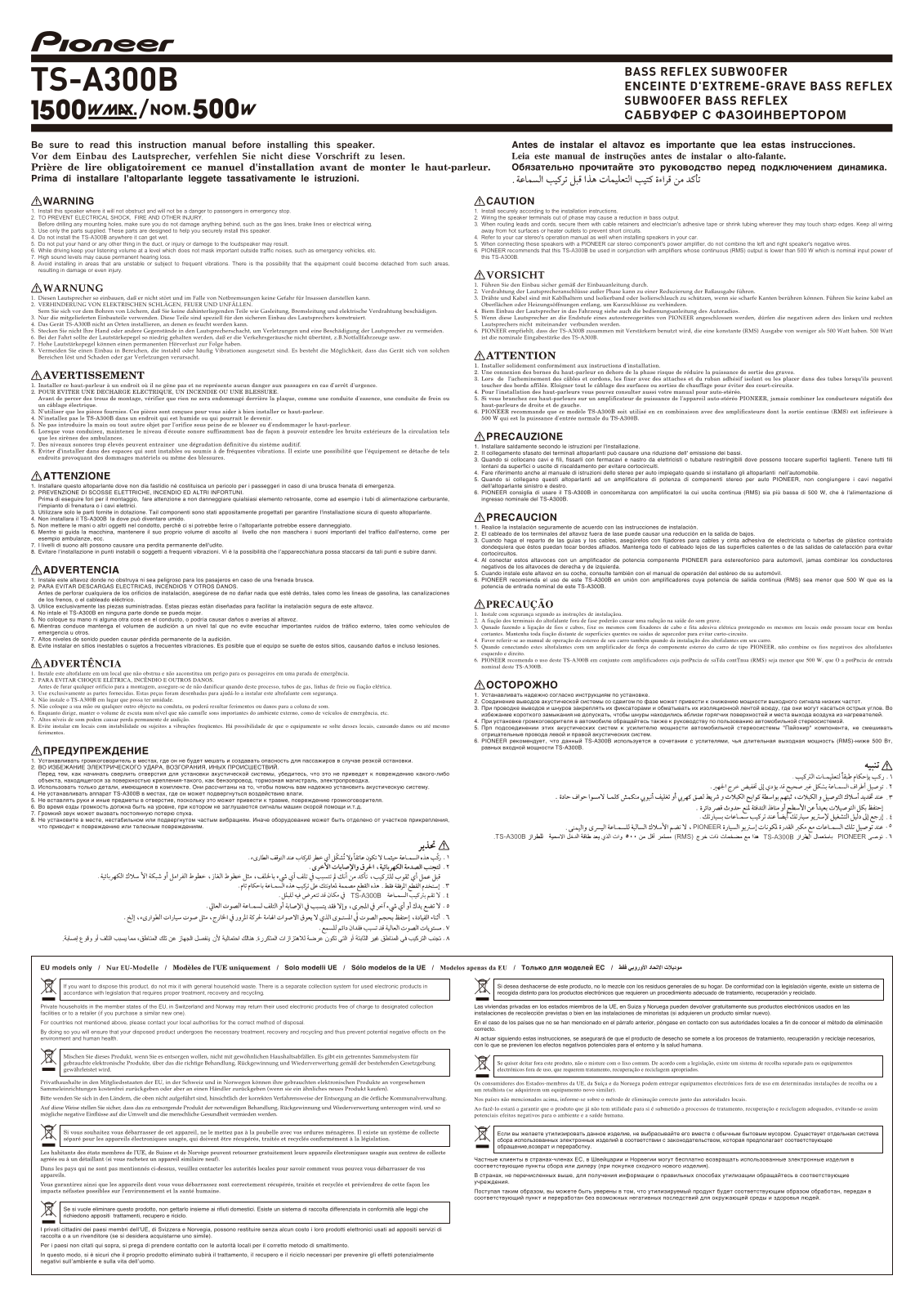 Pioneer TS-A300B User Manual