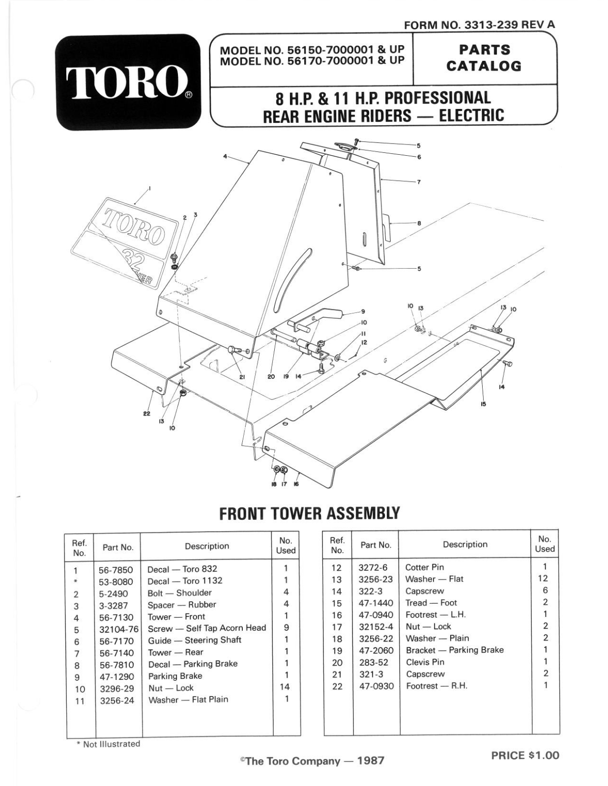 Toro 56170 Parts Catalogue