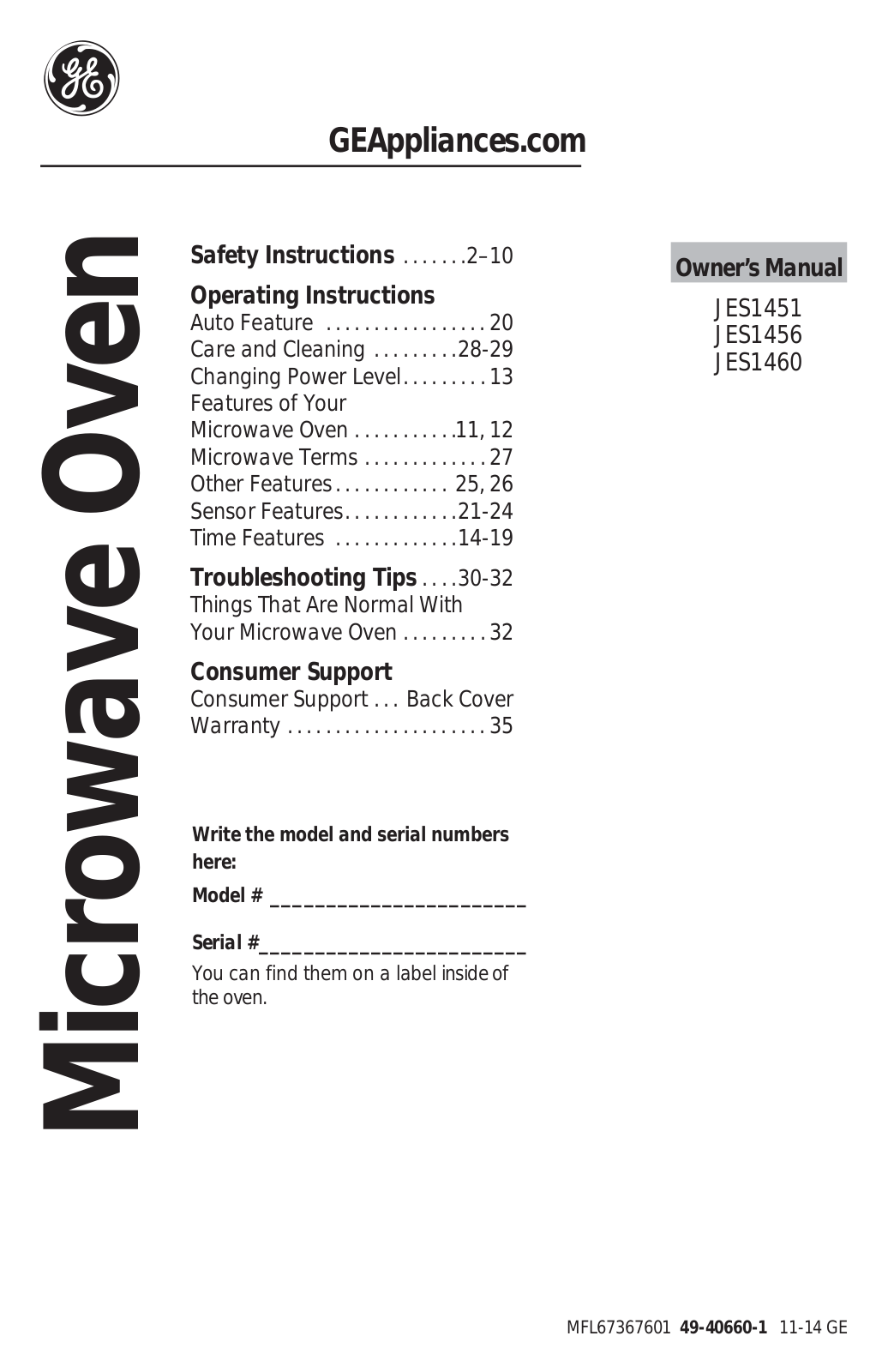 GE JES1460DSWW User Manual