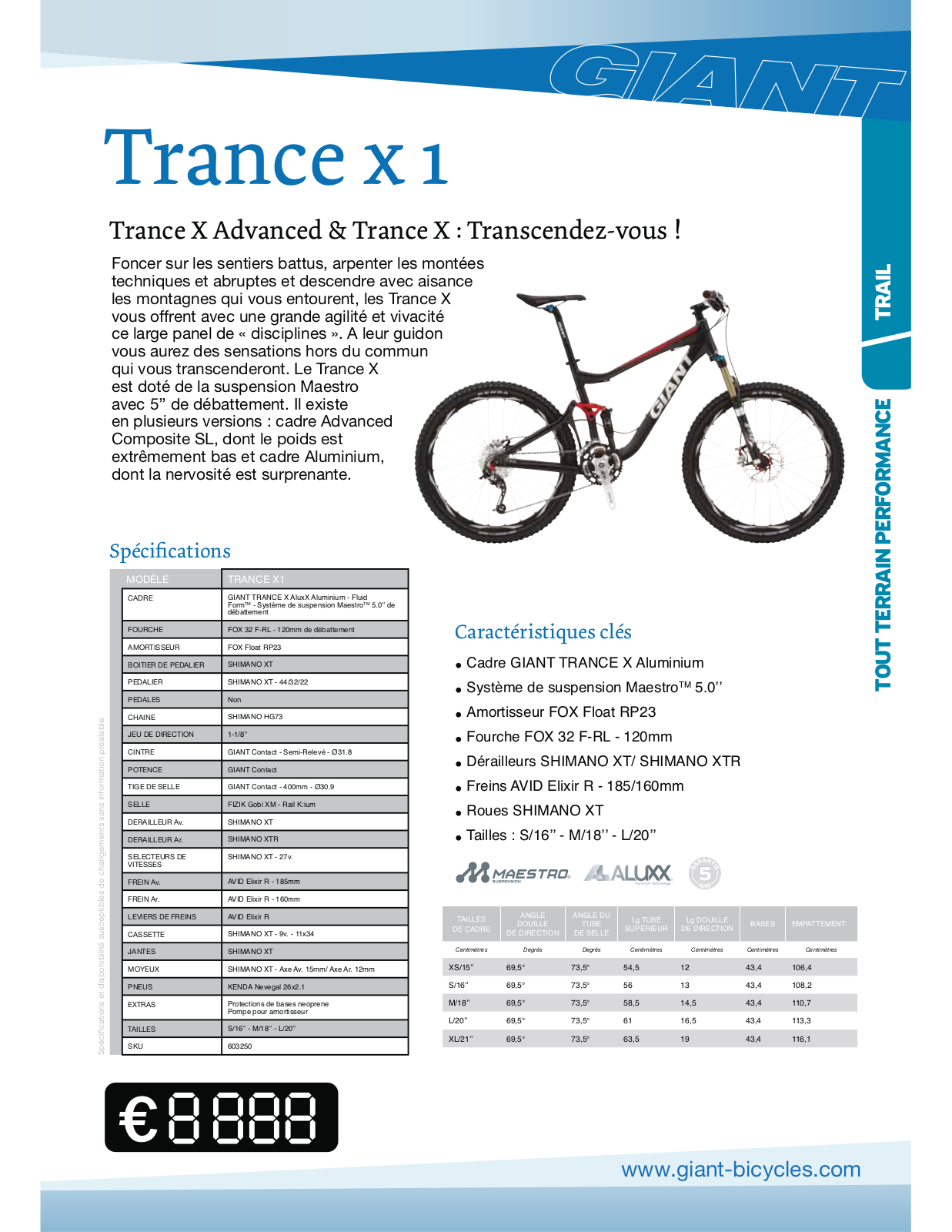 Giant TRANCE X1 User Manual