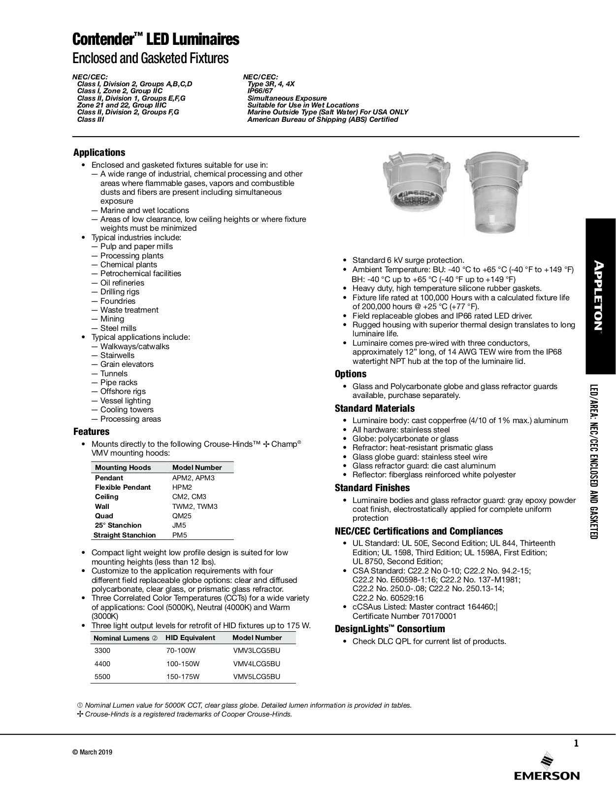 Appleton Contender™ LED Luminaires Catalog Page