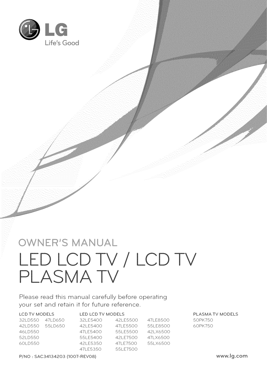 LG 55LX6500, 55LE8500, 55LE5500, 55LE5400, 47LX6500 Owner’s Manual