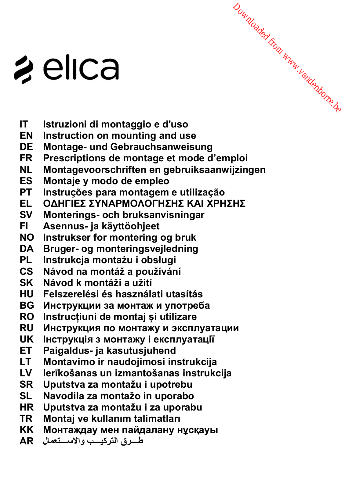 ELICA MAJESTIC User Manual