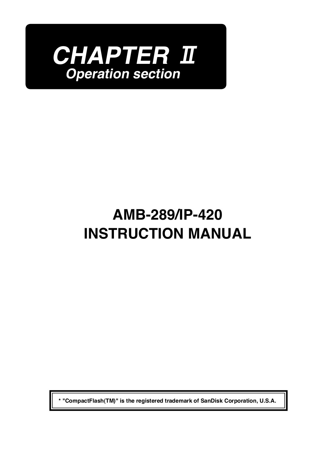 JUKI AMB-289/IP-420 Instruction Manual