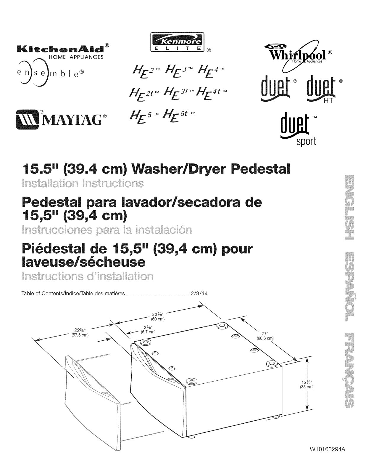 Maytag MHP1500SQ1, MHP1500SB1, MHP1500SK1, WHP1500SU1, WHP1500ST1 Installation Guide