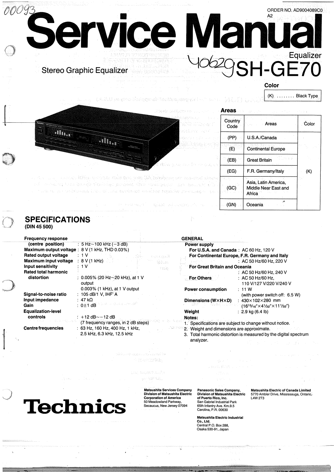 Technics SHGE-70 Service manual