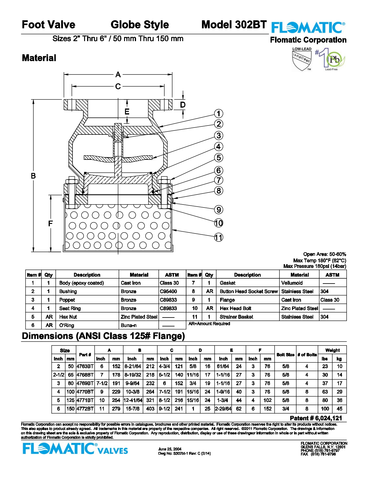 Flomatic 302BT Parts List