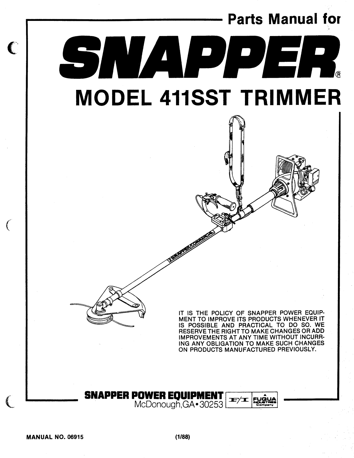 Snapper 411SST User Manual