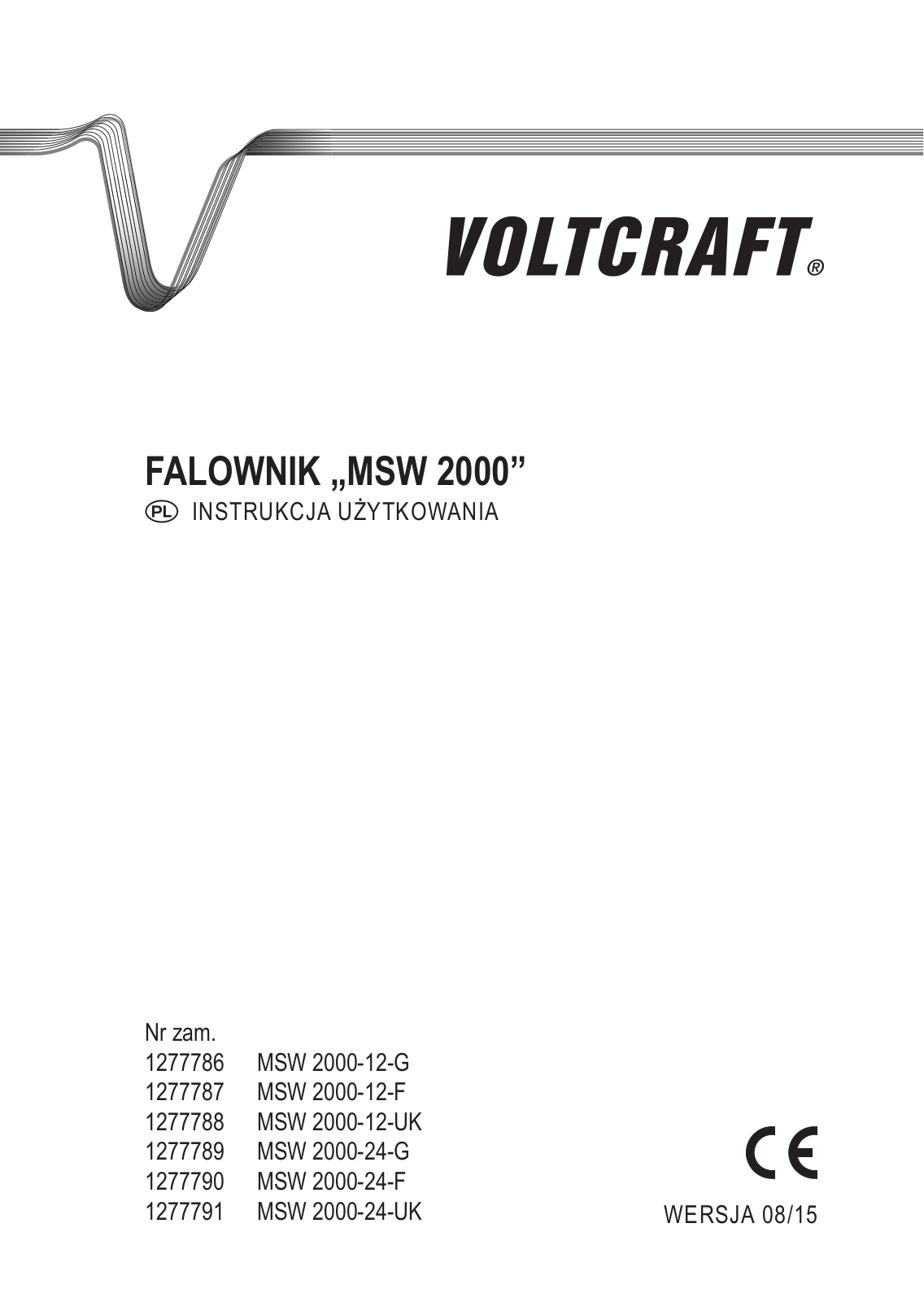 VOLTCRAFT MSW 2000-12-G, MSW 2000-12-F, MSW 2000-12-UK, MSW 2000-24-G, MSW 2000-24-F User guide