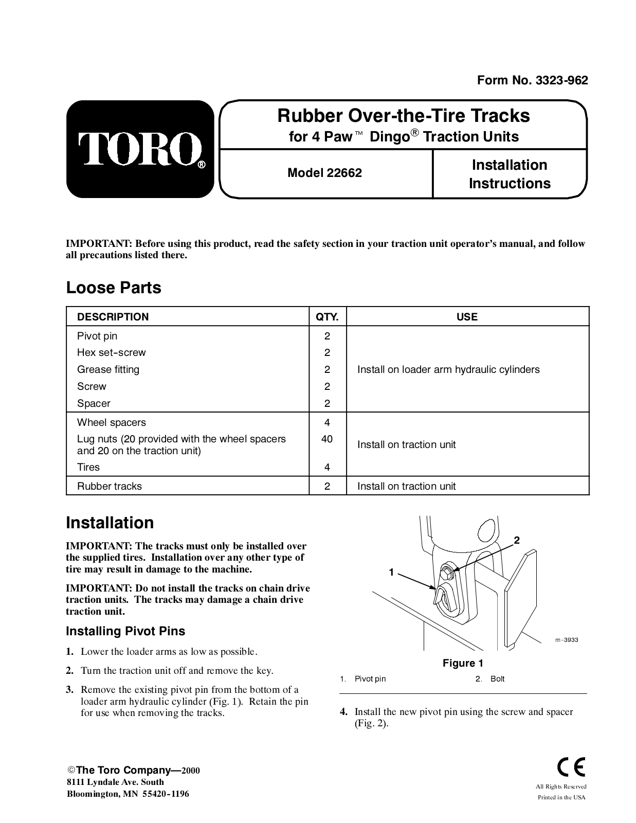 Toro 22662 Installation Instructions