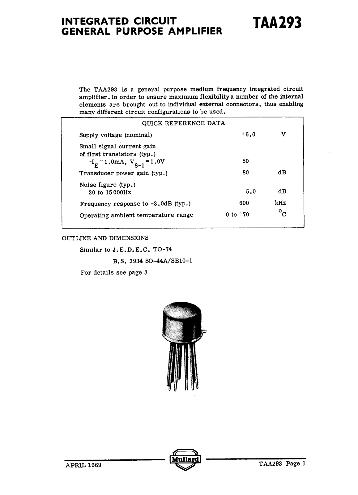 Datasheet TAA293 Specification - ManualMachine.com